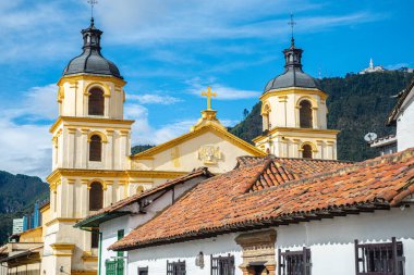 colorful street of la candelaria district in bogota, colombia