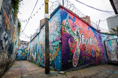 bogota, colombia. 6th august, 2022: colorful street of la candelaria district in bogota, colombia