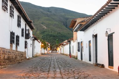 street view of villa de leyva town, colombia