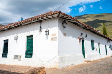 Leyva, colombia. 7th august, 2022: street view of villa de leyva town, colombia