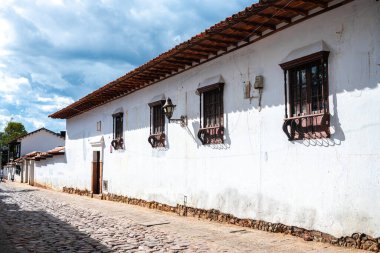 Leyva, colombia. 7th august, 2022: street view of villa de leyva town, colombia