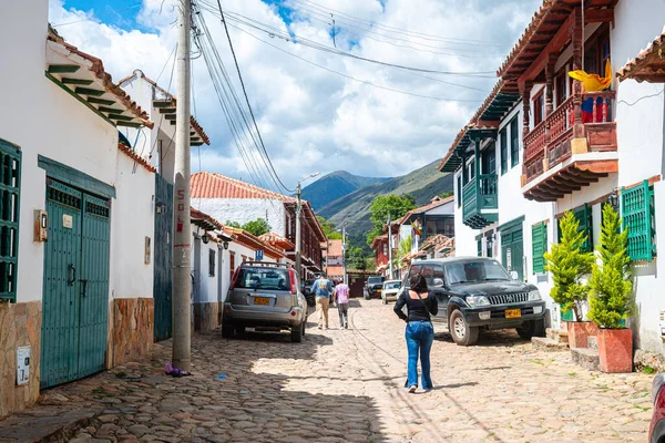 Leyva, colombia. 7th august, 2022: street view of villa de leyva town, colombia