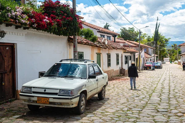 Leyva, colombia. 7th august, 2022: street view of villa de leyva town, colombia