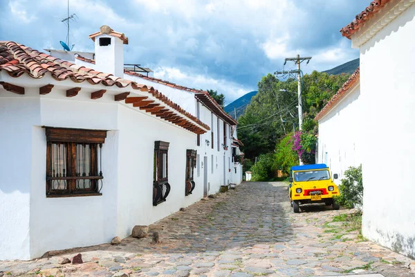 Leyva, colombia. 7th august, 2022: street view of villa de leyva town, colombia