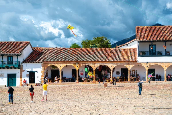 Leyva, colombia. 7th august, 2022: street view of villa de leyva town, colombia