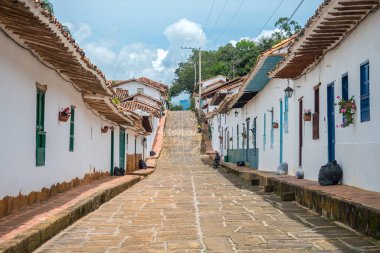  street view of barichara colonial town, colombia