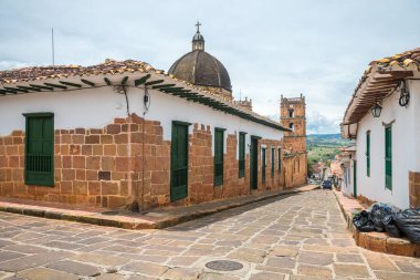  street view of barichara colonial town, colombia
