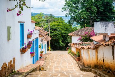 street view of barichara colonial town, colombia