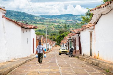  street view of barichara colonial town, colombia