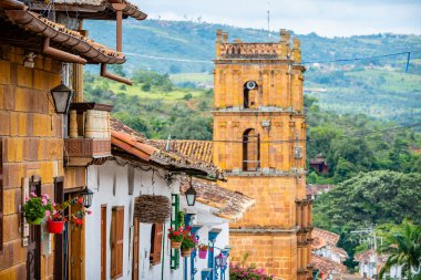  street view of barichara colonial town, colombia