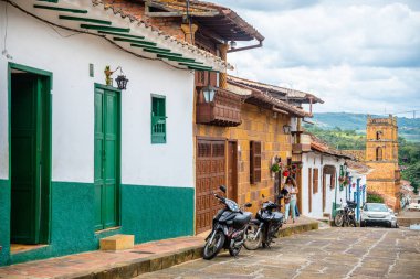  street view of barichara colonial town, colombia