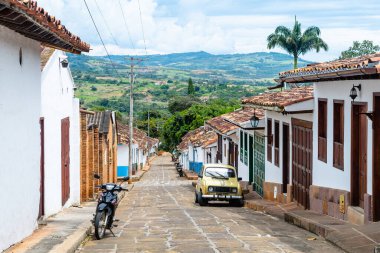  street view of barichara colonial town, colombia