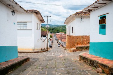  street view of barichara colonial town, colombia