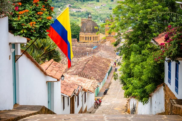  street view of barichara colonial town, colombia