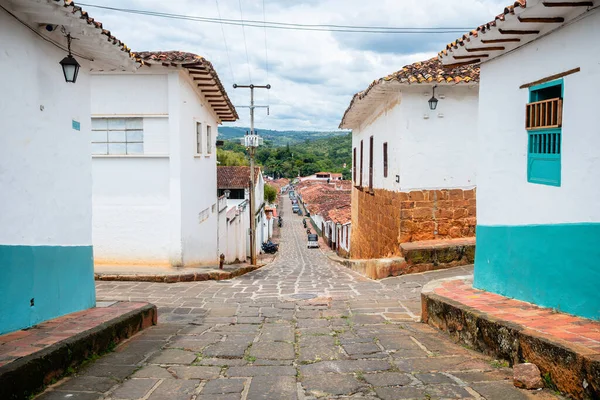  street view of barichara colonial town, colombia
