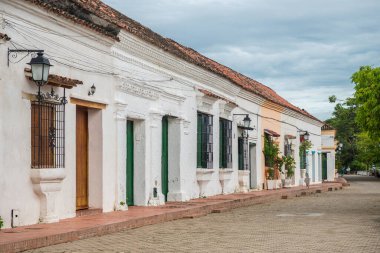 street view of mompox colonial town in colombia