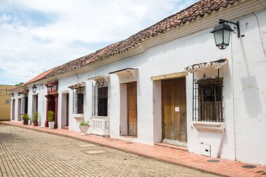 street view of mompox colonial town in colombia