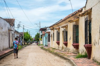 street view of mompox colonial town in colombia