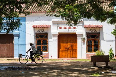 mompox, colombia. 12th august, 2022: street view of mompox colonial town in colombia