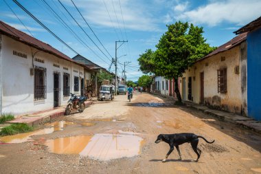 street view of mompox colonial town in colombia