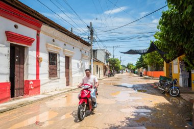 mompox, colombia. 12th august, 2022: street view of mompox colonial town in colombia