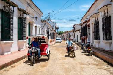 mompox, colombia. 12th august, 2022: street view of mompox colonial town in colombia