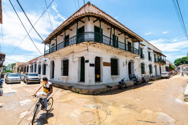 street view of mompox colonial town in colombia