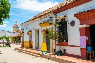 street view of mompox colonial town in colombia