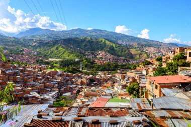 medellin, colombia. 17th august, 2022: views of comunda 13 district in medellin, colombia