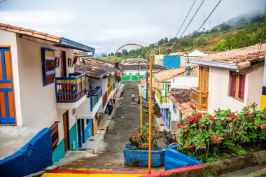 street view of jerico colonial town in aintioquia, colombia