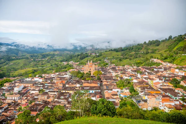 street view of jerico colonial town in aintioquia, colombia