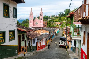 street view of jerico colonial town in aintioquia, colombia