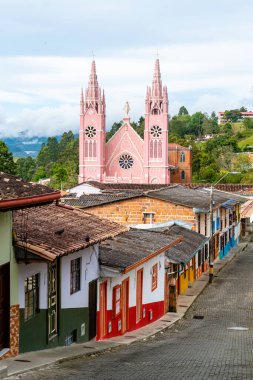 street view of jerico colonial town in aintioquia, colombia