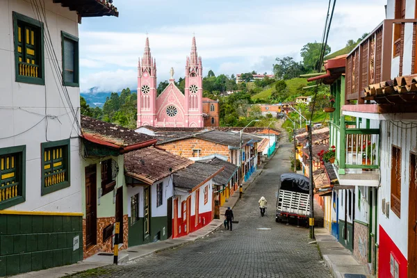 street view of jerico colonial town in aintioquia, colombia