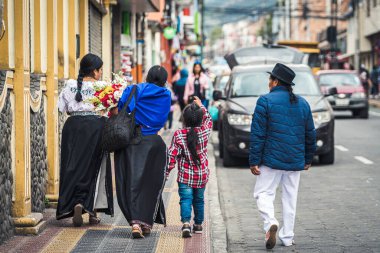 otavalo, ecuador. 27th august, 2022: portrait of unidentified ecuadorian people dressed with traditional costumes