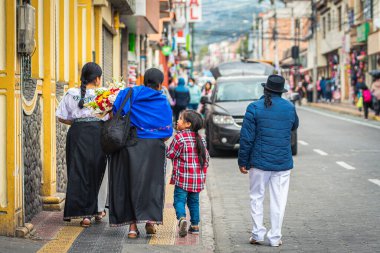otavalo, ecuador. 27th august, 2022: portrait of unidentified ecuadorian people dressed with traditional costumes