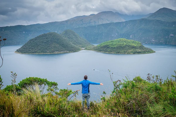 Panoramic View Cuicocha Lagoon Ecuador — Φωτογραφία Αρχείου