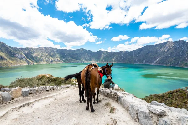 Panoramic View Quilotoa Lagoon Ecuador — Φωτογραφία Αρχείου