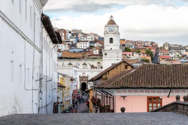 street view of quito old town, ecuador