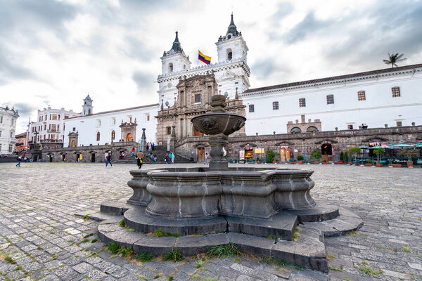street view of quito old town, ecuador