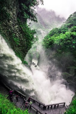 amazing view of pailon del diablo waterfall, ecuador clipart