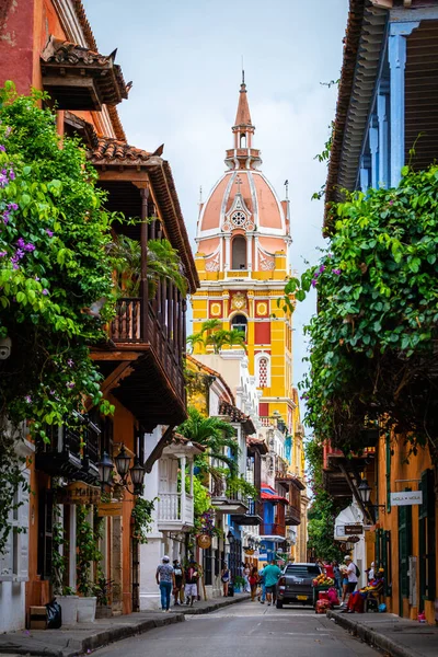 Cartagena Indias Agosto 2022 Colorida Calle Del Casco Antiguo Cartagena —  Fotos de Stock