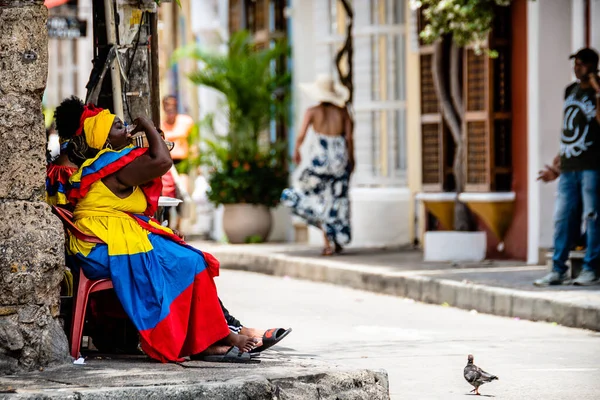 Cartagena Indias Agosto 2022 Retrato Una Mujer Palenquera Identificada Símbolo —  Fotos de Stock