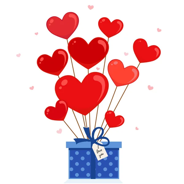 Gift Box Balls Form Hearts Valentine Day — Stock vektor