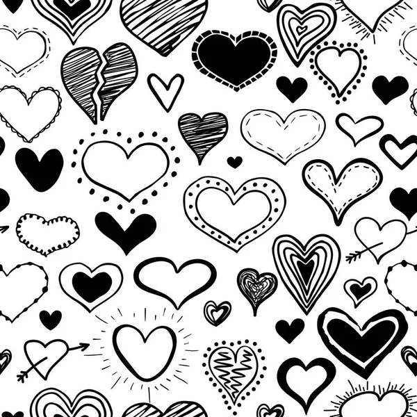 Collection Doodle Heart Seamless Romantic Stickers Collection — Stock vektor