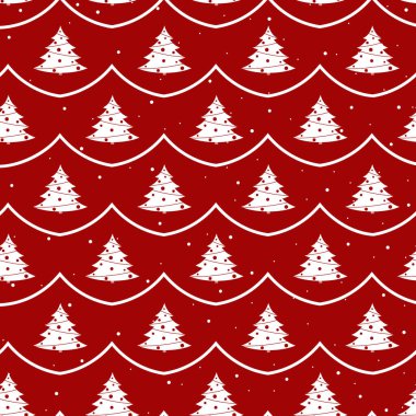 Noel ağacı desensiz. Kırmızı Noel deseni.
