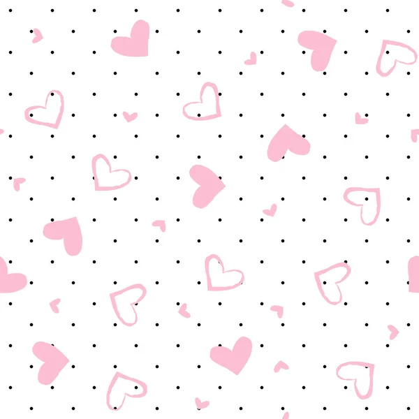 Casual Dots Hearts Wallpaper Design Element Pattern Hand Drawn Texture — Stock Vector