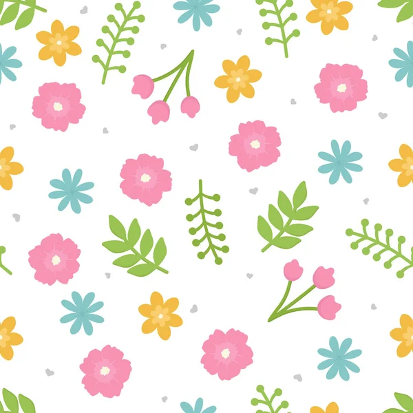 Simple Multicolored Flowers Floral Pattern Seamles — Stock Vector