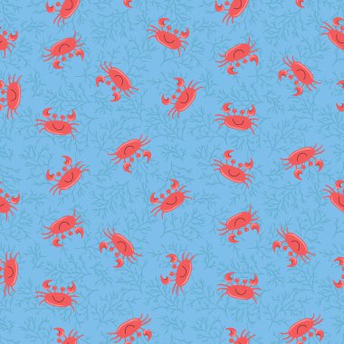 Deniz yosunlu kusursuz şirin yengeç deseni.