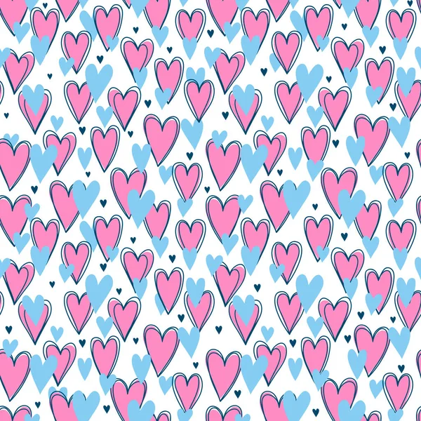 Seamless Doodle Romantic Heart — Stock vektor